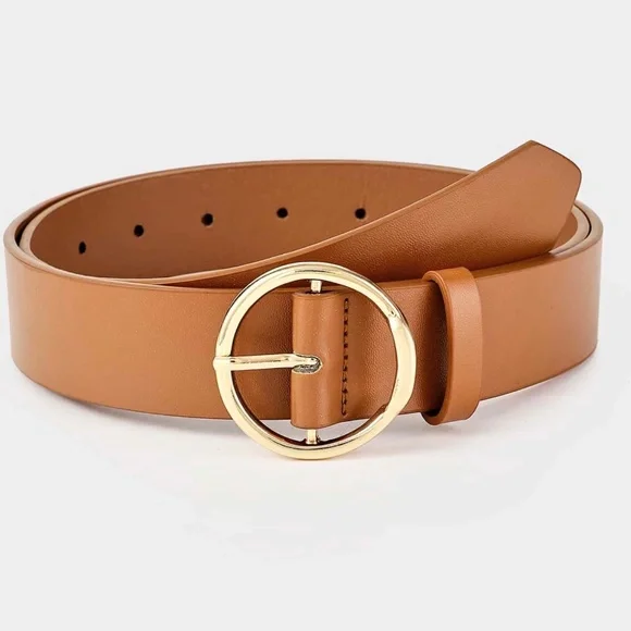 Luxe Vegan leather Circle Buckle Belt - Picture 1 of 12